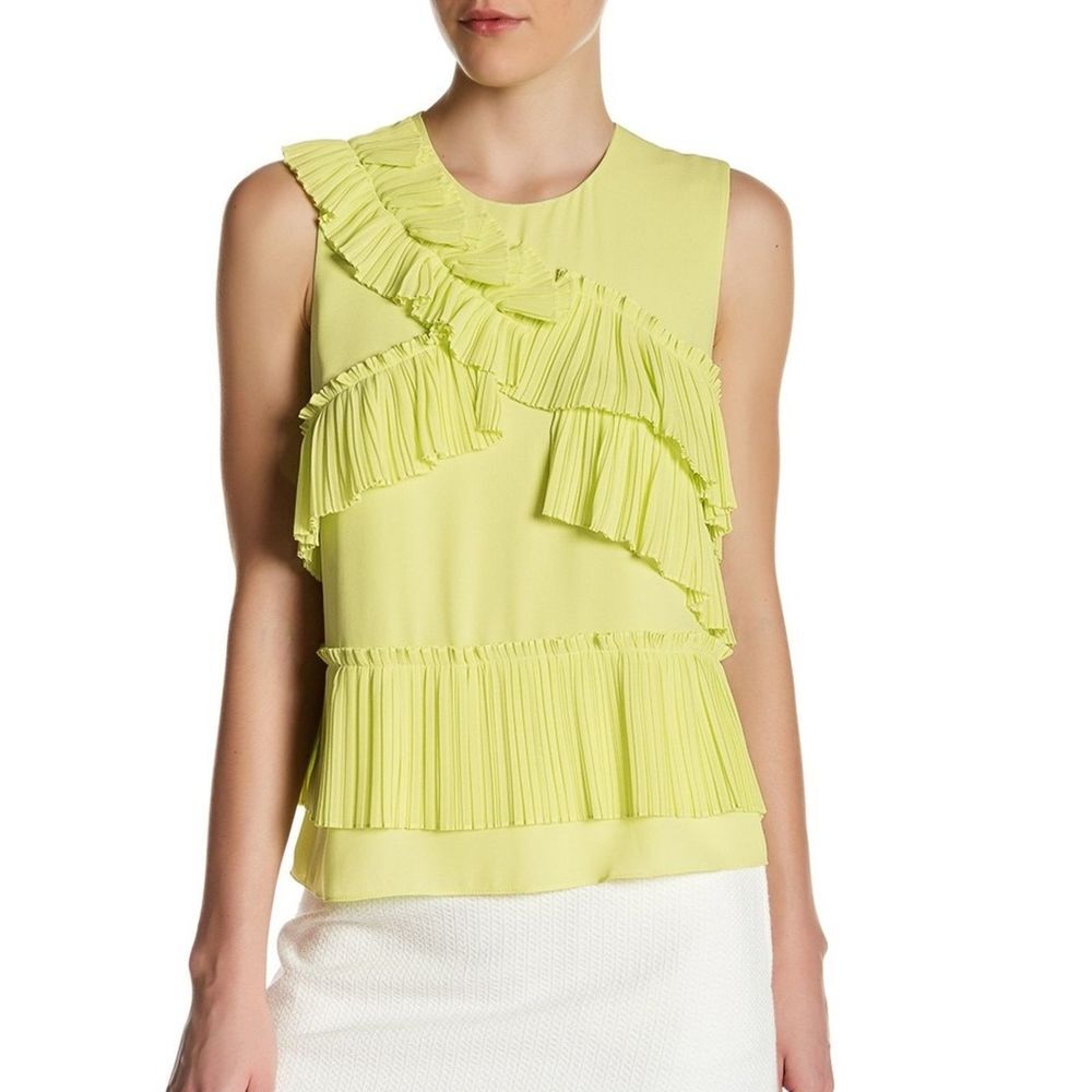 BCBGMaxAzria Woven Ruffle Tank
